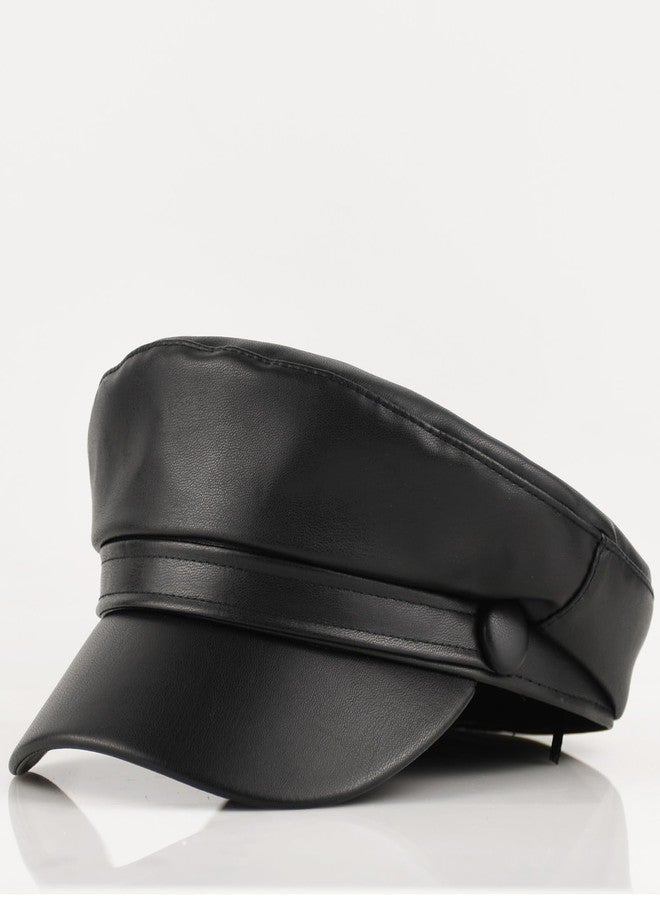 KORIXINE Leather Hats for Women - Womens Newsboy Cap for Men Fashion Paperboy Chauffeur Hats Beret Biker Sailor Fiddler Caps Trendy Dressy Outfits Costume Gatsby Berets (Black) - Image 4